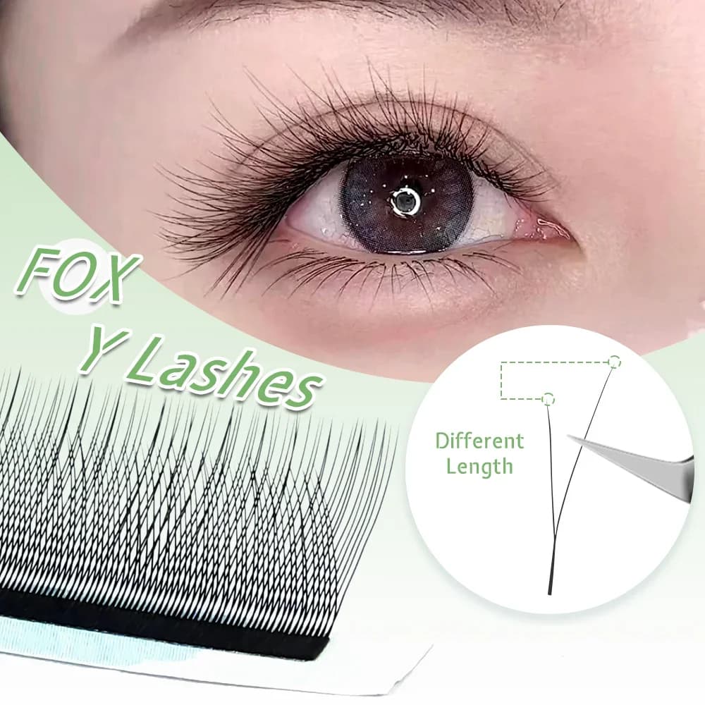 Fox Eye 1D Y formas iepriekš pagatavotas tilpuma skropstiņas 8-13mm